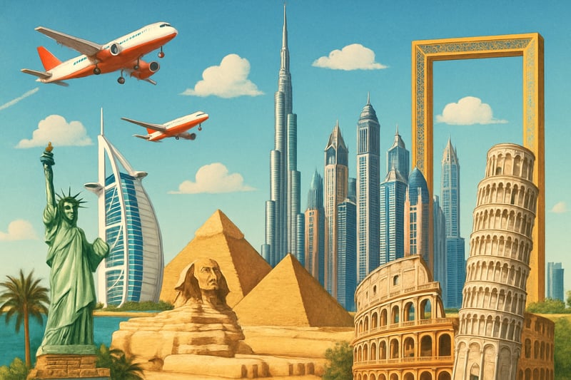 Dubai skyline and travel destinations Dubai skyline and travel destinations